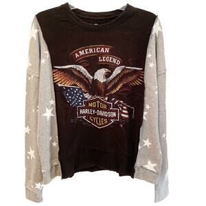 Harley Davidson Custom Rework Classic Eagle Graphic Sweatshirt Medium